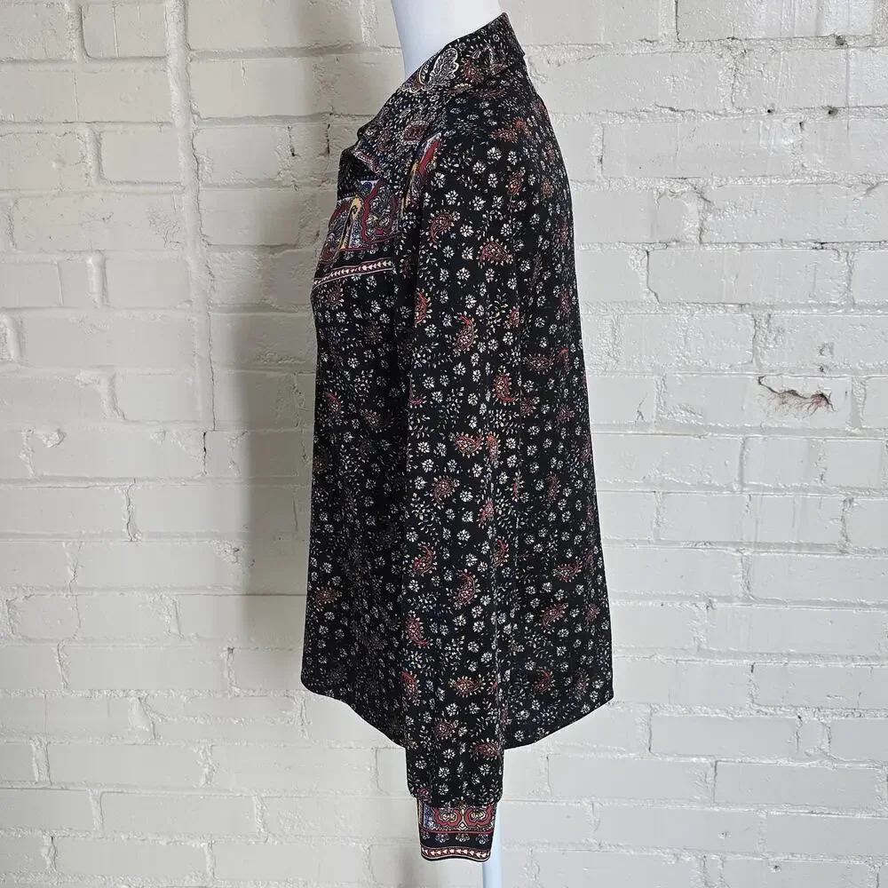 Mardi Modes Vintage 70s Paisley Blouse ┃Black Rust ┃Psychedelic Boho Whimsigoth - Picture 2 of 9